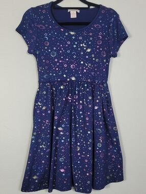 Emma & Elsa Girls Space Theme Dress Size 14 Moon Stars Spaceships Pocket